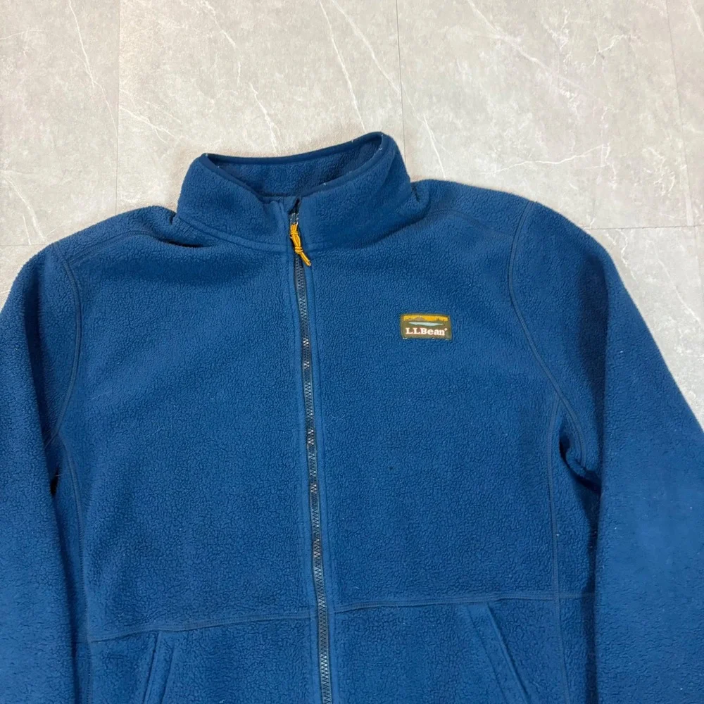 LL Bean Mens XL Tall Mountain Classic Fleece Jacket Full Zip Blue 505336